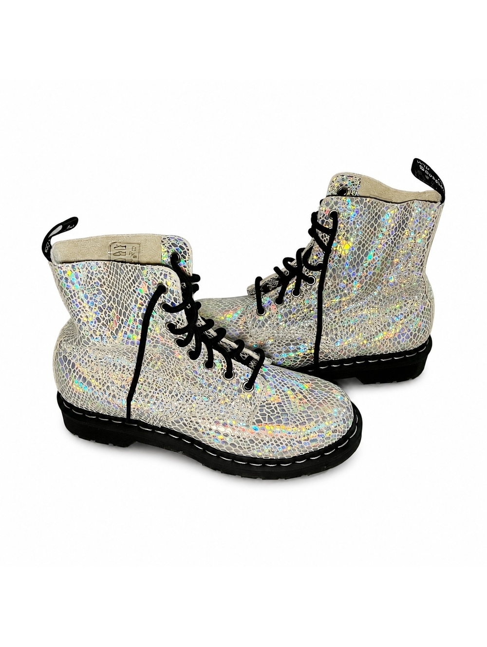 Dr. Martens 1460 Pascal Mermaid Holographic Iridescent Snake Print Boots 7